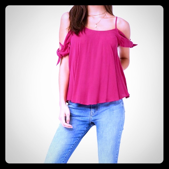 CrissCross Open Shoulder Adjustable Strap Shirt - Picture 1 of 3